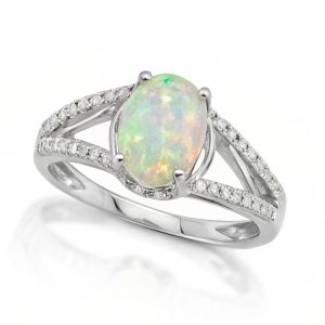 Ethereal Glow Opal Diamond Ring